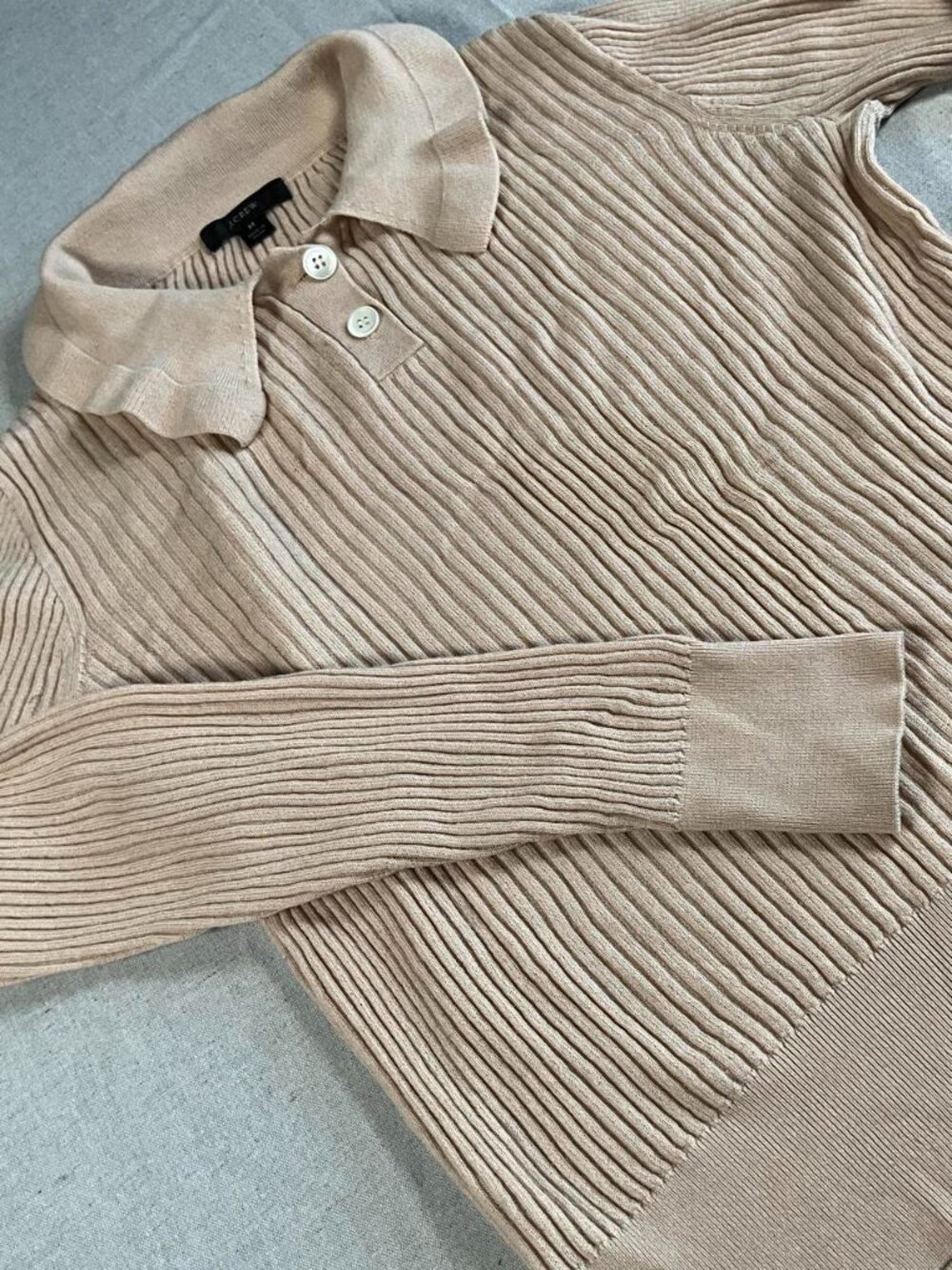 Womens J.Crew Designer 100% Merino Wool Ribbed Collared Sweater (Medium)